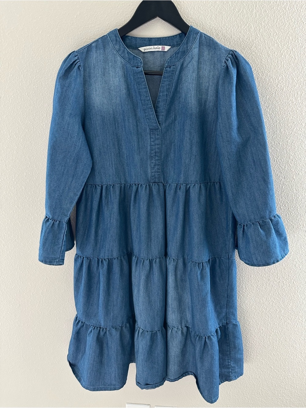 Denim Tiered Casual Dress by Given Kale - Blue